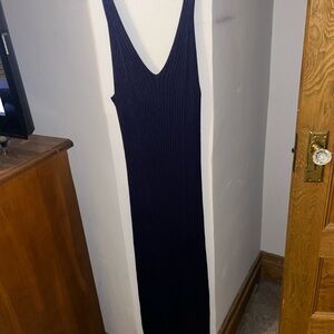 Navy Sleeveless Knit Maxi Dress